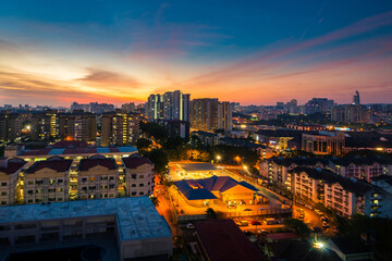 A beautiful gradient sunset view of Kuala Lumpur, Malaysia