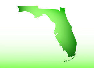 Florida map using green color with dark and light effect vector on light background illustration