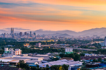 A beautiful panoramic view of Kuala Lumpur city skyline, Malaysia