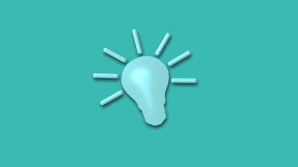 Amazing cyan color 3d bulb icon,Best 3d cyan idea bulb icon