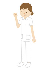 Illustration of a standing female nurse (fist pump)