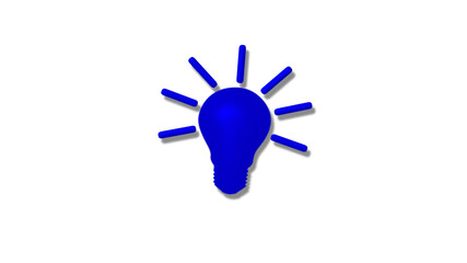 Blue color 3d idea bulb icon on white background,New bulb icon