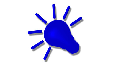 Blue color 3d idea bulb icon on white background,New bulb icon