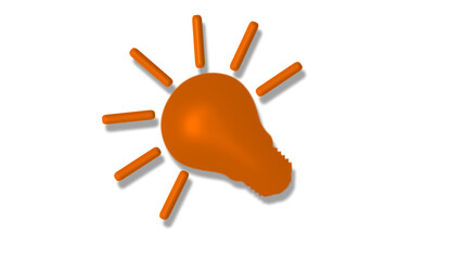 New orange color 3d bulb icon on white background,idea bulb icon