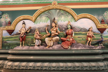 Fototapeta na wymiar Fresque d'un temple hindou à Kuala Lumpur, Malaisie