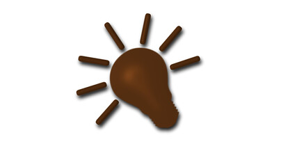 New 3d bulb icon on white background,Brown dark 3d bulb icon