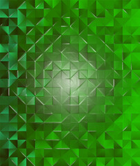 Emerald green glass texture triangles pattern background