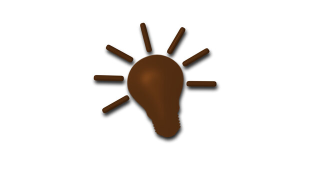New 3d bulb icon on white background,Brown dark 3d bulb icon