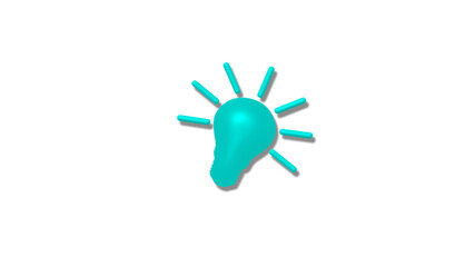 Amazing cyan color 3d bulb icon on white background,3d idea bulb icon