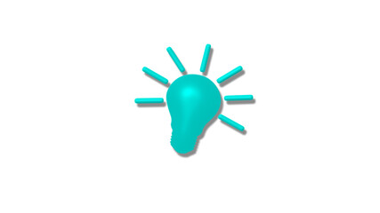 Amazing cyan color 3d bulb icon on white background,3d idea bulb icon