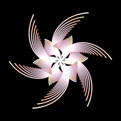 bright abstract shape on black background, isolated