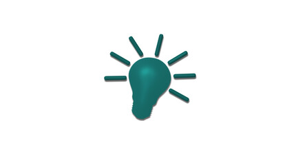 New cyan dark 3d bulb icon on white background,Idea bulb icon