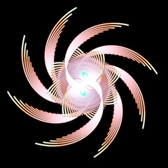 bright abstract shape on black background, isolated