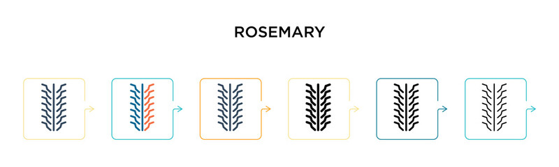 Rosemary vector icon in 6 different modern styles. Black, two colored rosemary icons designed in filled, outline, line and stroke style. Vector illustration can be used for web, mobile, ui
