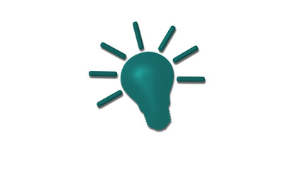 New cyan dark 3d bulb icon on white background,Idea bulb icon