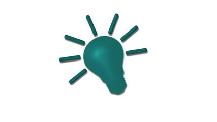 New cyan dark 3d bulb icon on white background,Idea bulb icon