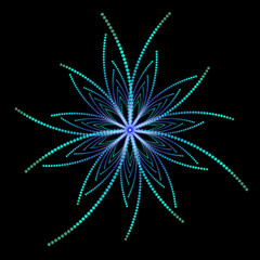 blue abstract shape on black background, isolated