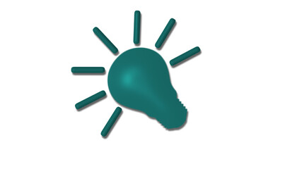 New cyan dark 3d bulb icon on white background,Idea bulb icon
