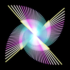 colorful abstract shape on black background, isolated