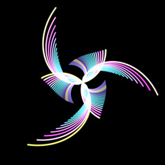 colorful abstract shape on black background, isolated