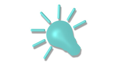 New cyan light 3d bulb icon on white background,bulb icons