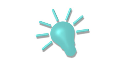 New cyan light 3d bulb icon on white background,bulb icons