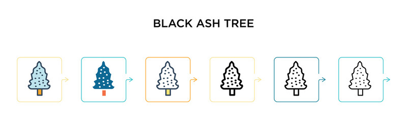 Black ash tree vector icon in 6 different modern styles. Black, two colored black ash tree icons designed in filled, outline, line and stroke style. Vector illustration can be used for web, mobile, ui