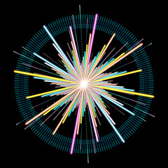 colorful abstract shape on black background, isolated