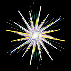 colorful abstract shape on black background, isolated