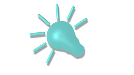 New cyan light 3d bulb icon on white background,bulb icons