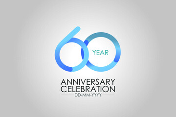  60 year Smart Modern look anniversary celebration simple and elegant clean look for  - vector
