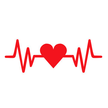 Heartbeat pulse flat design. valentine illustration