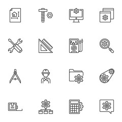 Engineering technology line icons set, outline vector symbol collection, linear style pictogram pack. Signs, logo illustration. Set includes icons as computer settings, technical support, preferences