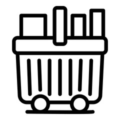 Full shopping cart icon. Outline full shopping cart vector icon for web design isolated on white background