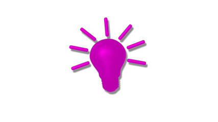 New pink color 3d idea bulb icon on white background,Idea bulb icon