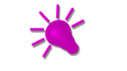 New pink color 3d idea bulb icon on white background,Idea bulb icon