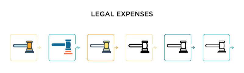 Legal expenses vector icon in 6 different modern styles. Black, two colored legal expenses icons designed in filled, outline, line and stroke style. Vector illustration can be used for web, mobile, ui