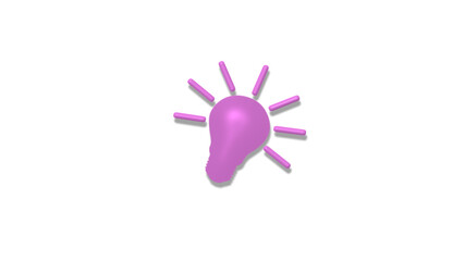 Pink light 3d idea bulb icon on white background,3d bulb icon
