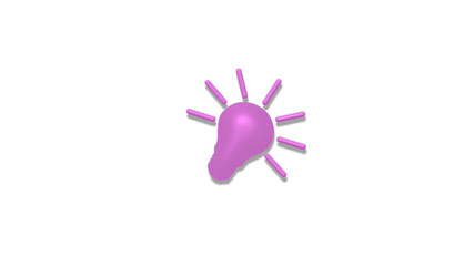 Pink light 3d idea bulb icon on white background,3d bulb icon