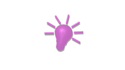 Pink light 3d idea bulb icon on white background,3d bulb icon