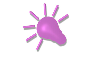 Pink light 3d idea bulb icon on white background,3d bulb icon