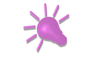 Pink light 3d idea bulb icon on white background,3d bulb icon