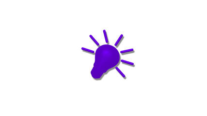 New purple color 3d idea bulb icon on white background