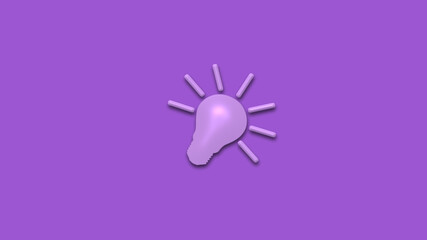 Beautiful purple bulb icon,3d idea light bulb icon