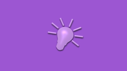 Beautiful purple bulb icon,3d idea light bulb icon