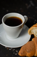 cup of coffee on double black and white background