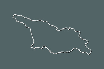 Georgia vector map with single border line boundary using white color on gray background illustration