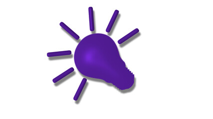 Amazing purple color 3d idea bulb icon on white background