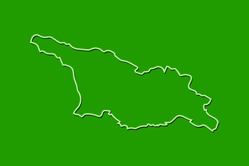 Georgia vector map with single border line boundary using light green color on dark background illustration