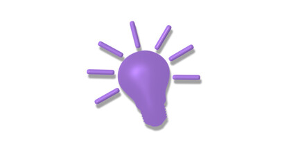 New purple 3d bulb icon on white background,Bulb icon